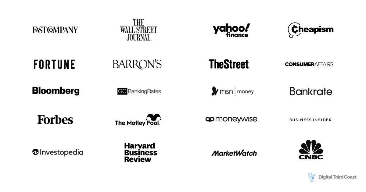 media logos for top-tier financial publications including CNBC, Wall Street Journal, Marketwatch, and Business Insider..